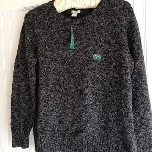 L.L. Bean NWT Large Petite 100% Cotton Darkest Gray Cotton Sweater
